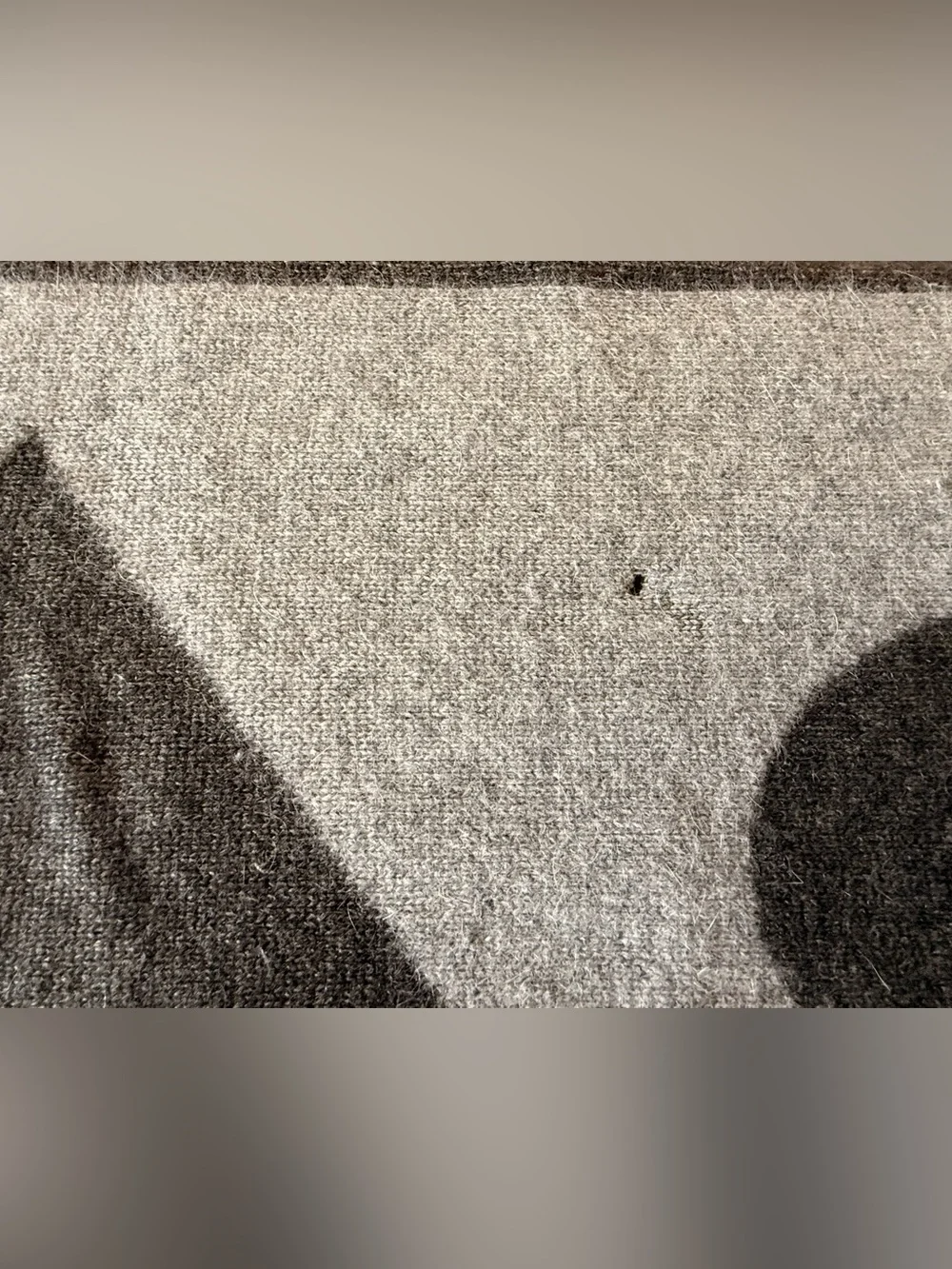 Gently loved Coach Gray and White Geometric Wool Accent Scarf
